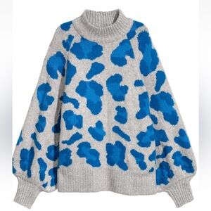 H& M Cheetah Print Blue & Gray Thick Sweater